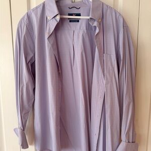 Vineyard Vines pink and blue gingham Button Down Shirt- classic fit size large